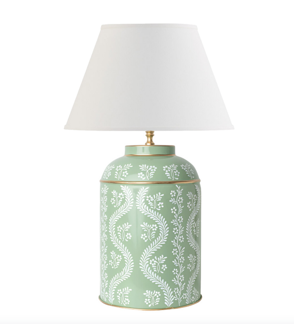 Ikat Green & White Tea Caddy Lamp