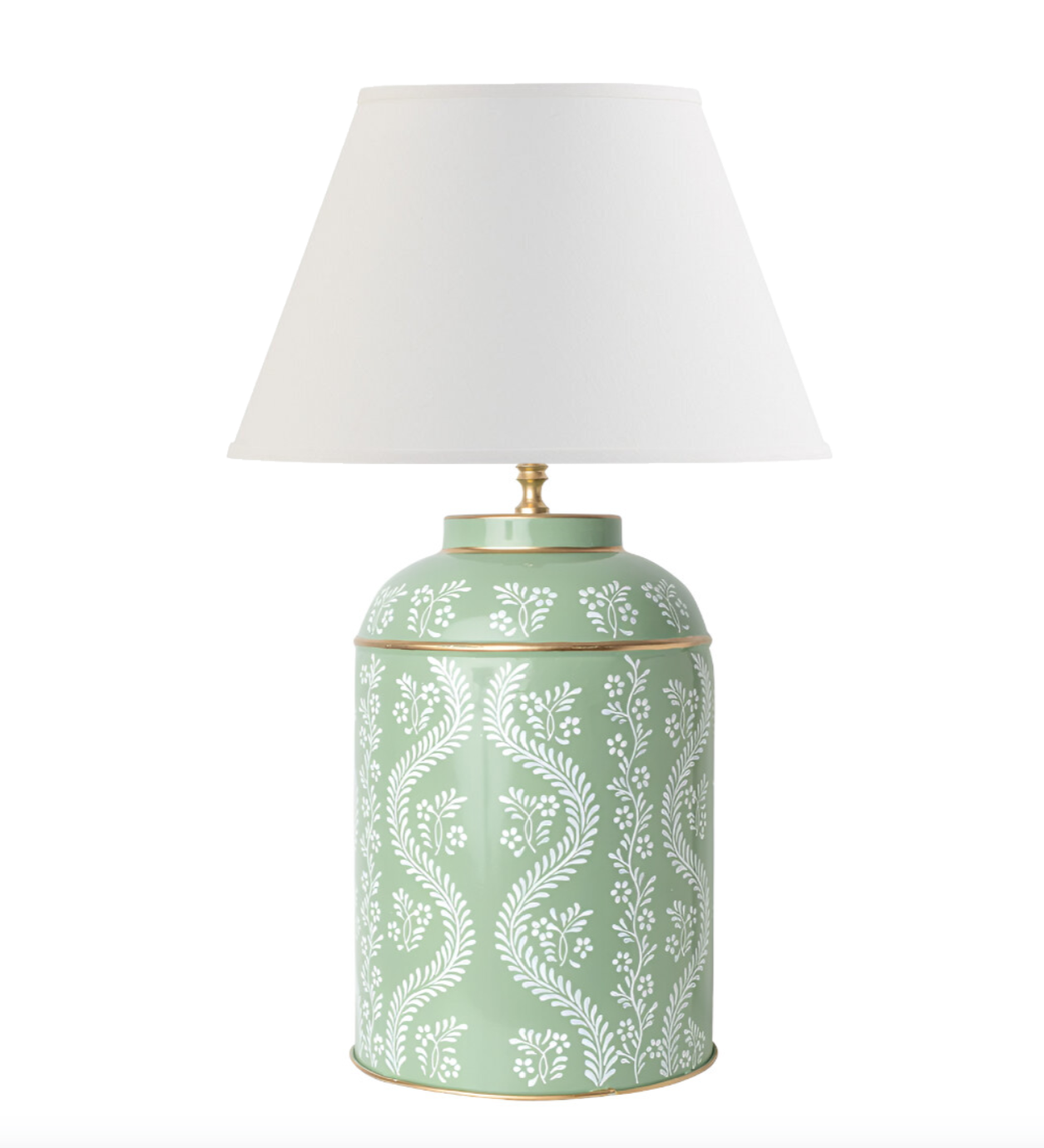 Ikat Green & White Tea Caddy Lamp