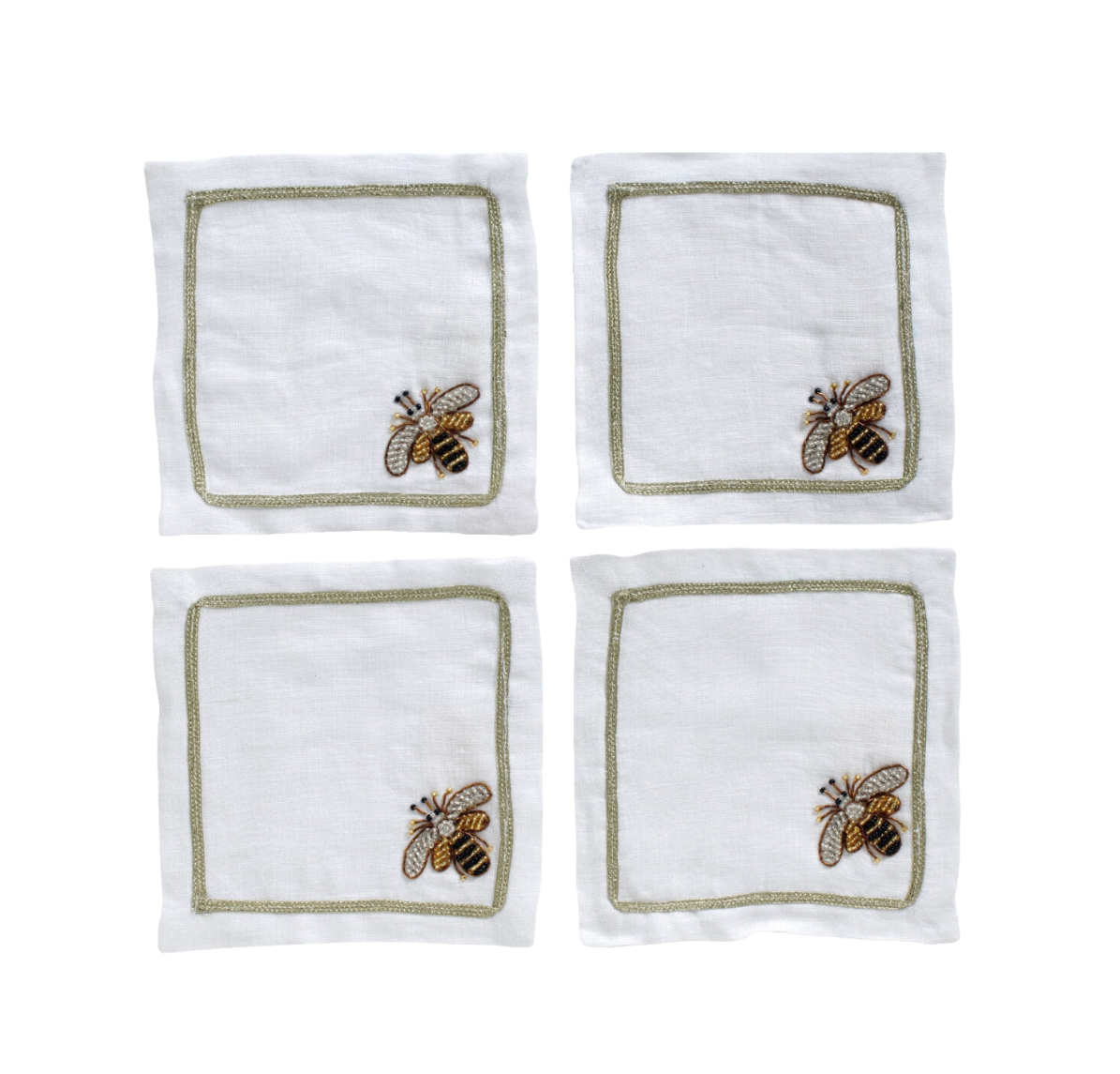 Stripey Bee Cocktail Napkins – Set of 4