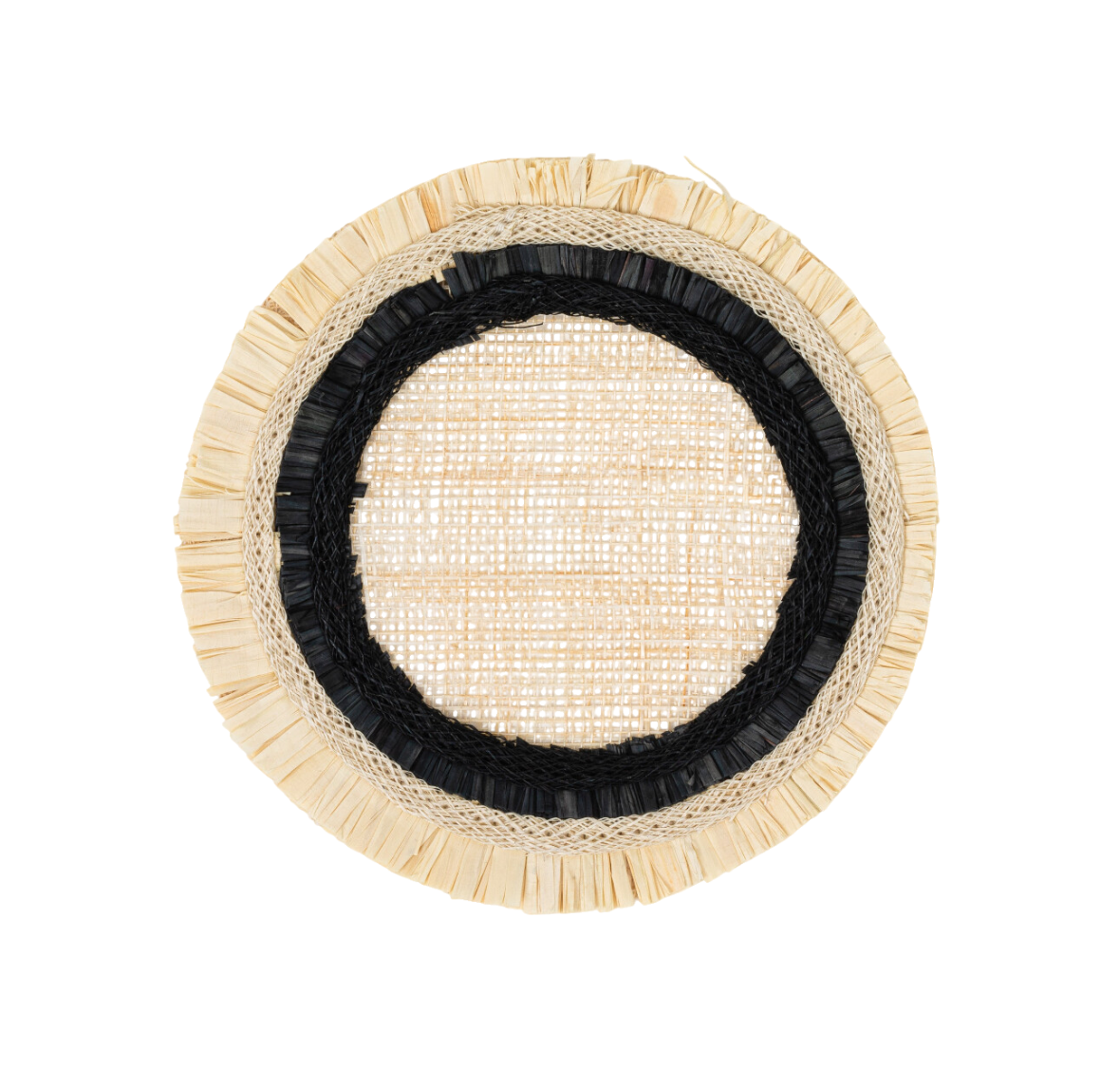 Ruffle Edge Straw Coasters – Black (Set of 4)
