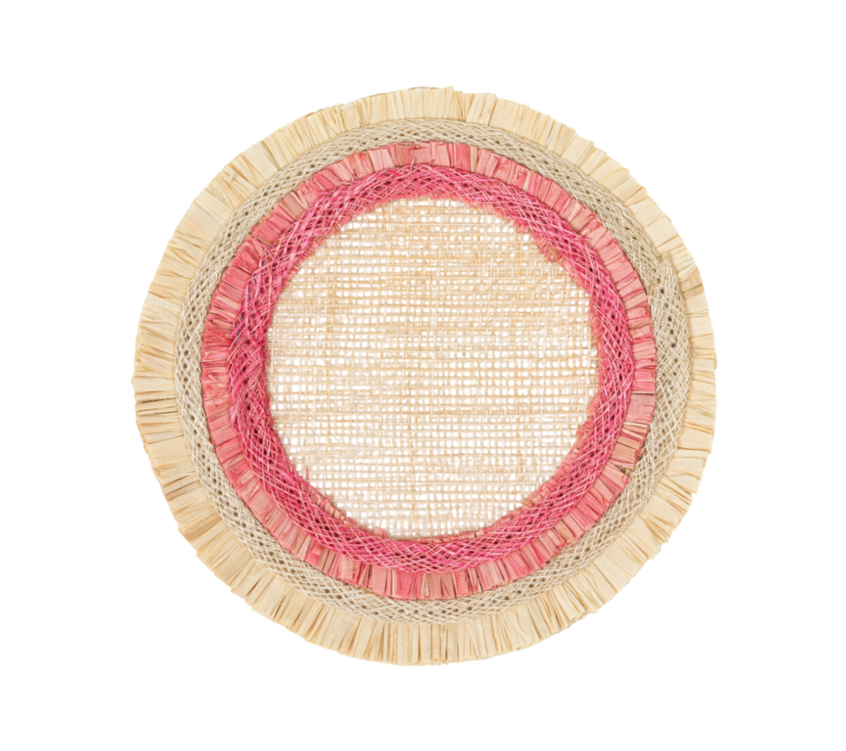 Ruffle Edge Straw Coasters – Pink (Set of 4)