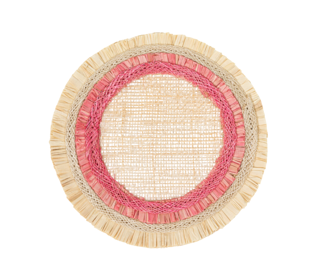 Ruffle Edge Straw Coasters – Pink (Set of 4)