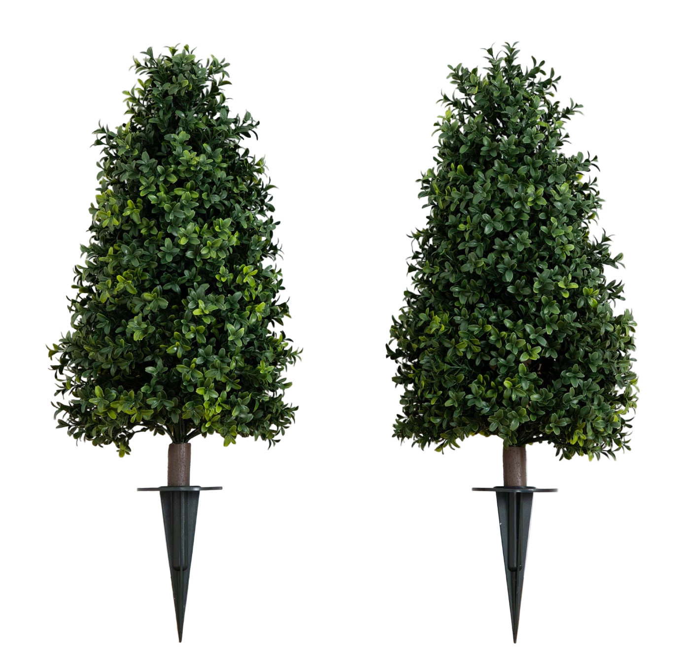 2.5' UV Resistant Artificial Boxwood Plant with Integrated Ground Stake (Indoor/Outdoor) - Set of 2