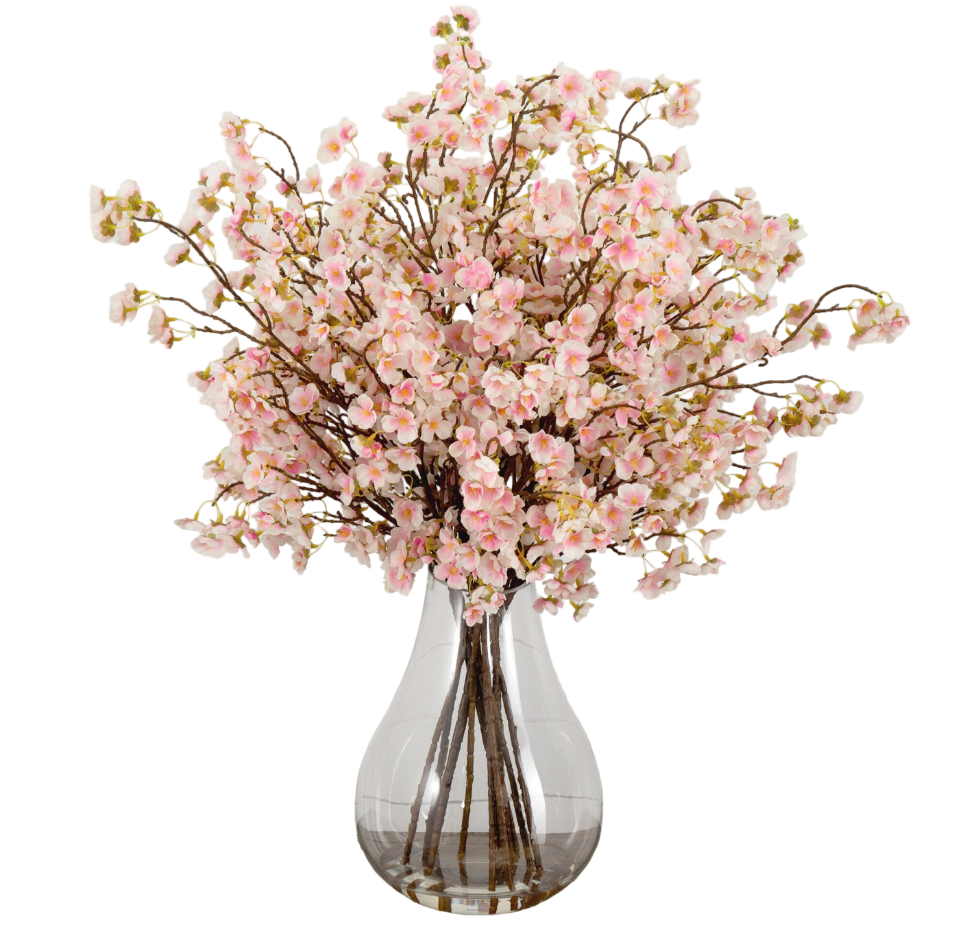 Signature Collection 27” Giant Cherry Blossom Artificial Arrangement in Glass Vase (Various Colors)
