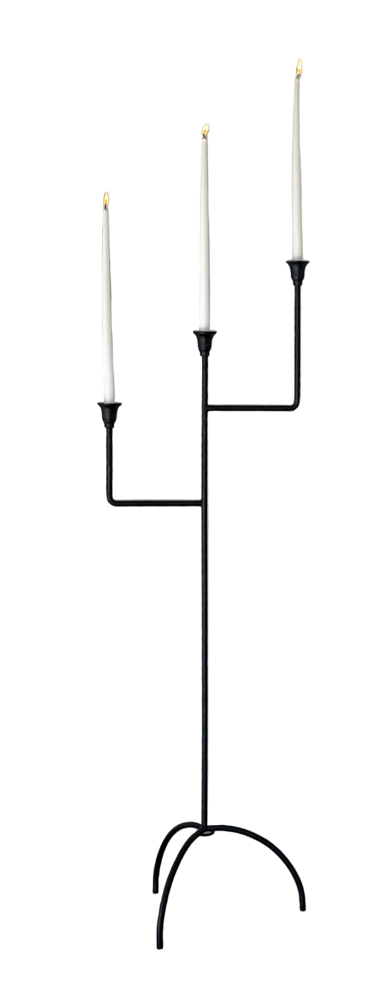 Bardot Hammered Iron Floor Candelabra - 56" Tall Tiered Candleholder