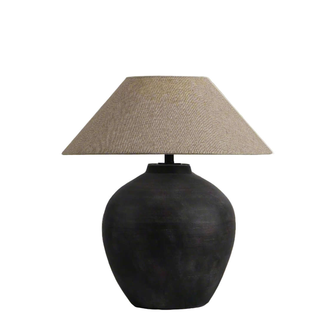 Zarita Minimalist Table Lamp - Black & Tan Textured 17.3" H