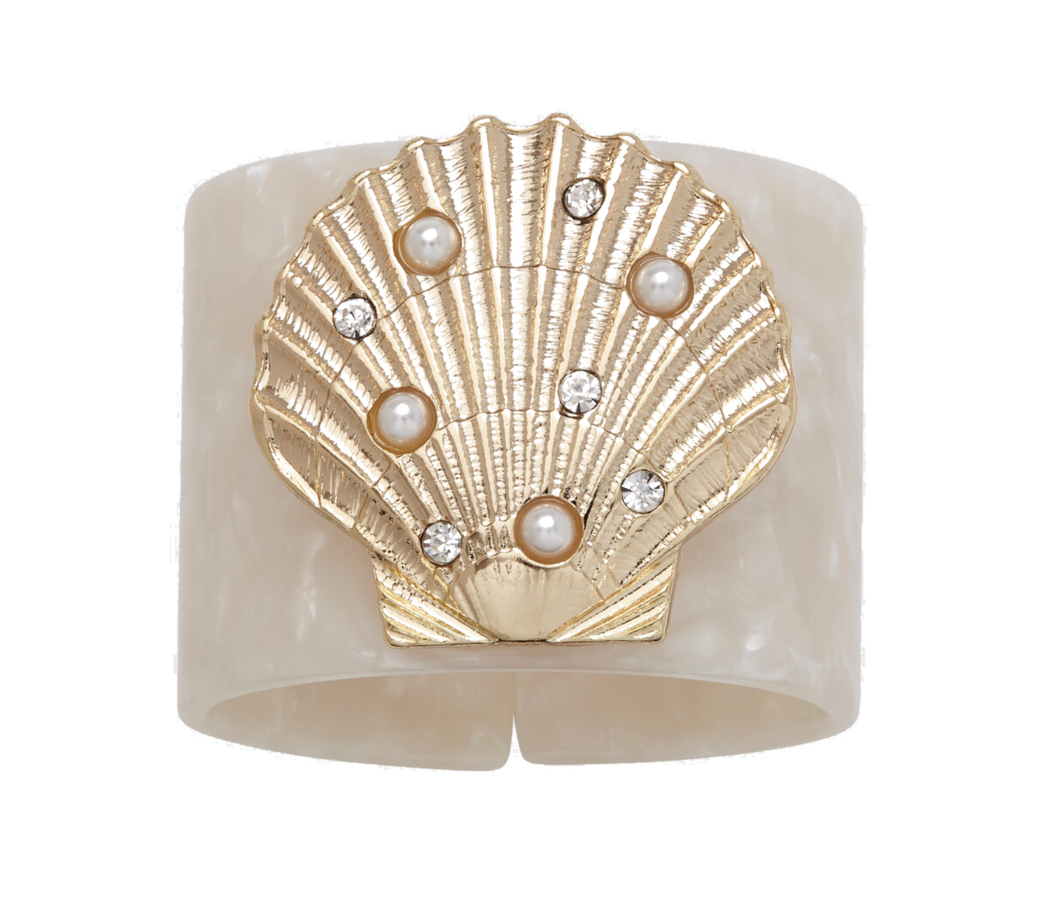 Shell Resin Napkin Rings – Pearly White (Set of 4)