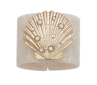 Shell Resin Napkin Rings – Pearly White (Set of 4)
