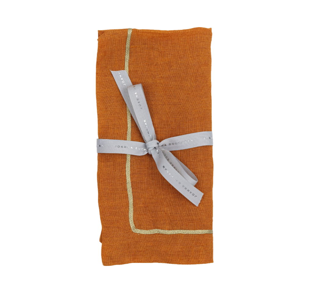 Gold Trim Dinner Napkins – Pumpkin (Set of 2)