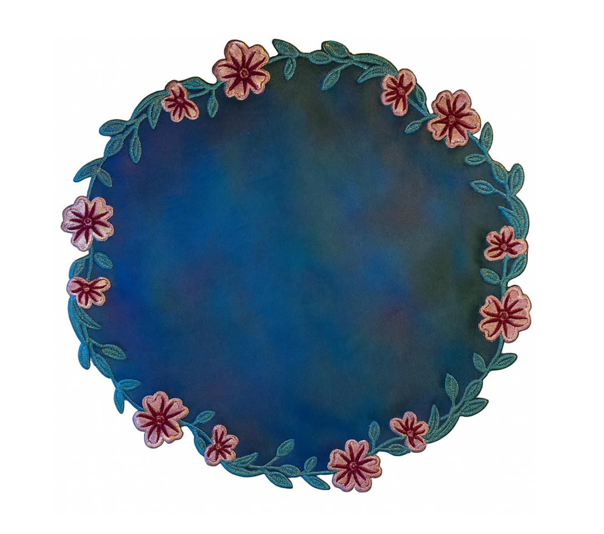 Unity Blue and Pink Round Faux Leather Placemat