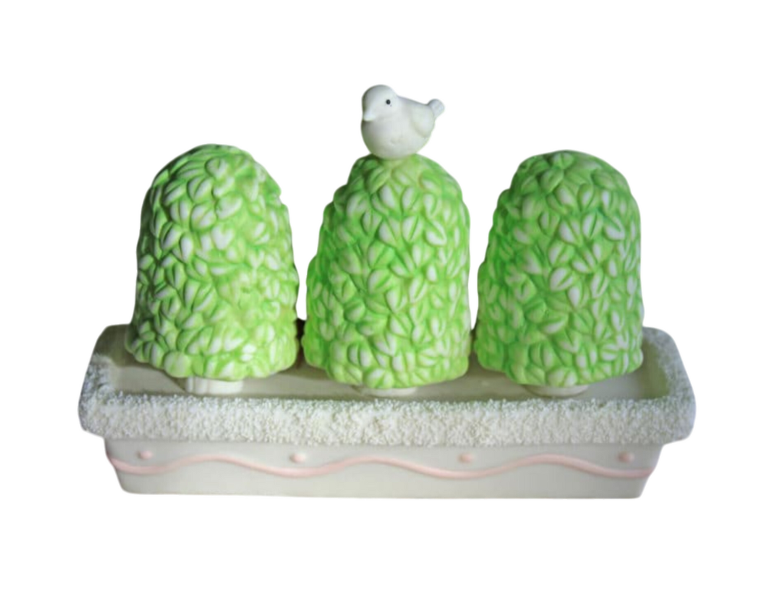 Department 56 Figurines – Three Topiaries with Bird Collectibles
