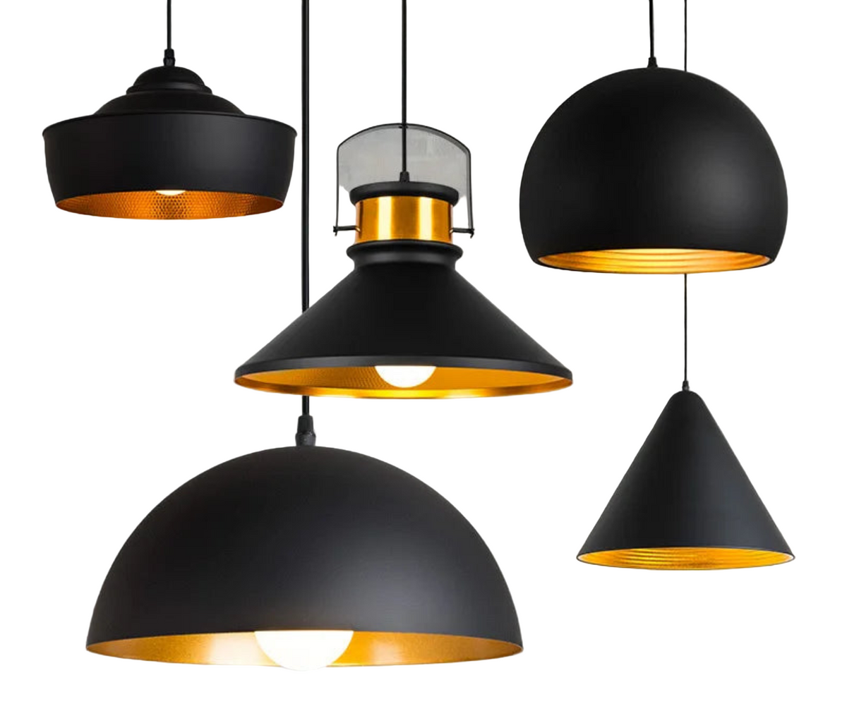 Nordic Retro Industrial Black Pendant Lamp Restaurant Bar Decor (Various Styles)