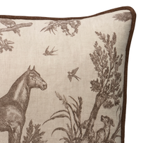 Western Toile Pillow Cover in Sepia Brown, Schumacher Textiles (Various Sizes)