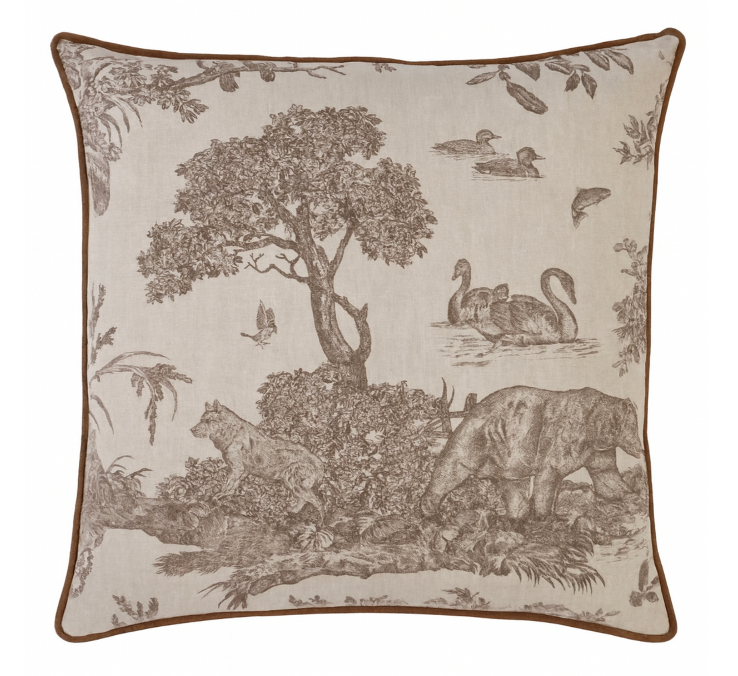 Western Toile Pillow Cover in Sepia Brown, Schumacher Textiles (Various Sizes)