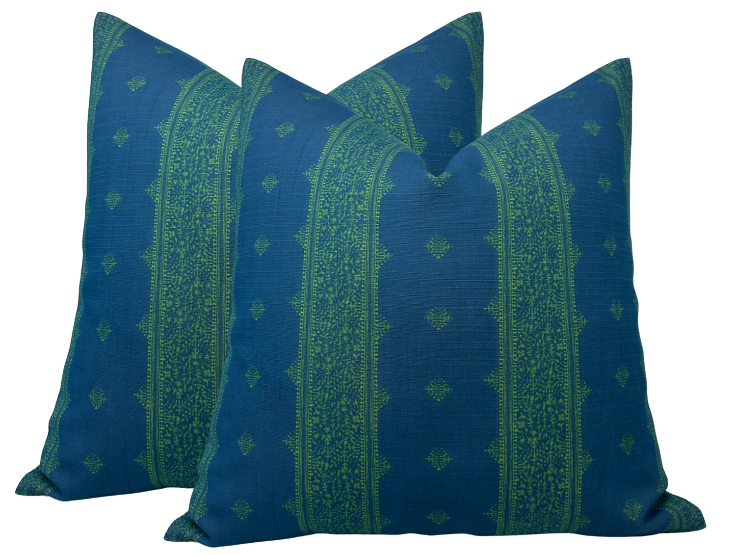 Peter Dunham Fez Pillow Cover in Green Indigo, Indoor Outdoor (Various Sizes)