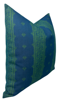 Peter Dunham Fez Pillow Cover in Green Indigo, Indoor Outdoor (Various Sizes)