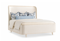 Elegant Wood Trimmed Bed - White Sand