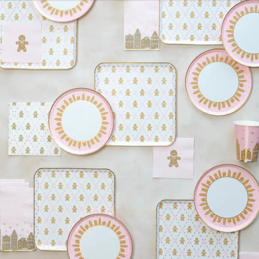 Pink Gingerbread Small Plates — Set of 8