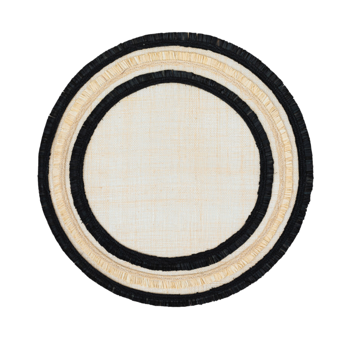 Ruffle Edge Straw Placemats – Black (Set of 4)