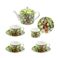 Bunny in Bloom Porcelain Tea Set – Teapot with 4 Cups & Saucers