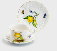 Lemon Bee Fine Porcelain Tea Set – Teapot with 4 Cups & Saucers