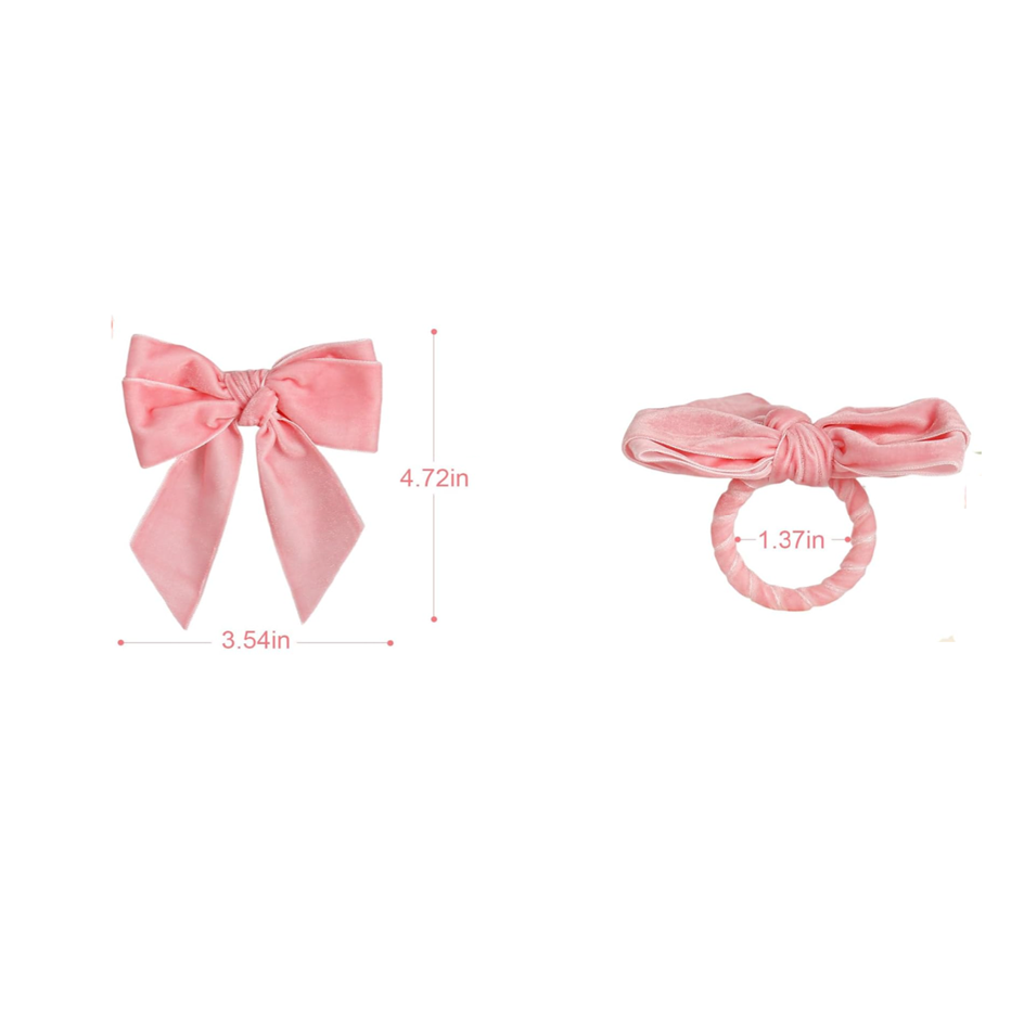 Pink Velvet Bow Napkin Rings – Set of 2