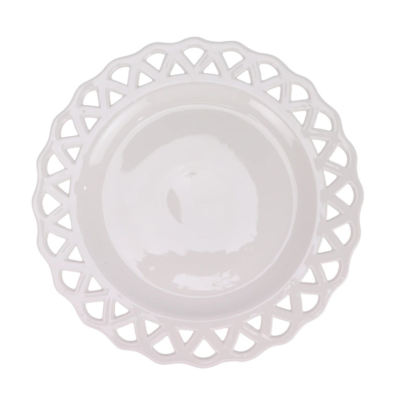 White Pierced Scalloped Charger