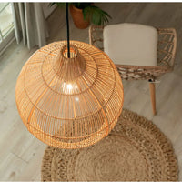 Japanese Handmade Rattan Woven Pendant Lamp Retro Decor (Various Sizes and Colors)