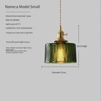 Vintage Brass Glass Pendant Light (Various Colors and Styles)