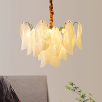 French Luxury Pendant Lamp Retro Glass Feather Design (Various Sizes)
