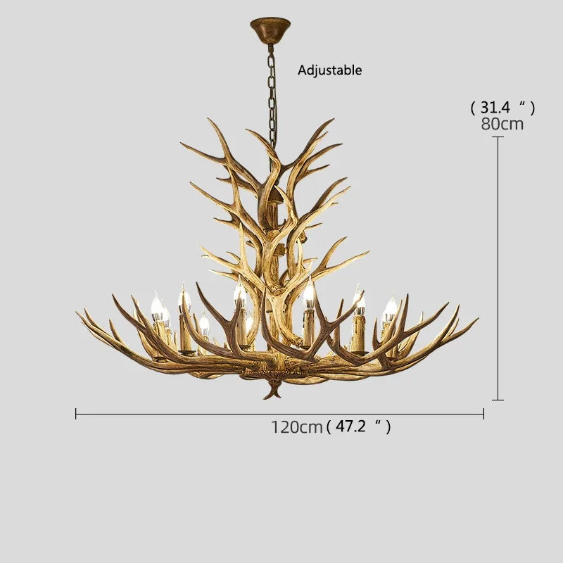 Retro LED Antler Chandelier Resin Pendant Lamp Decor Lighting (Various Sizes)