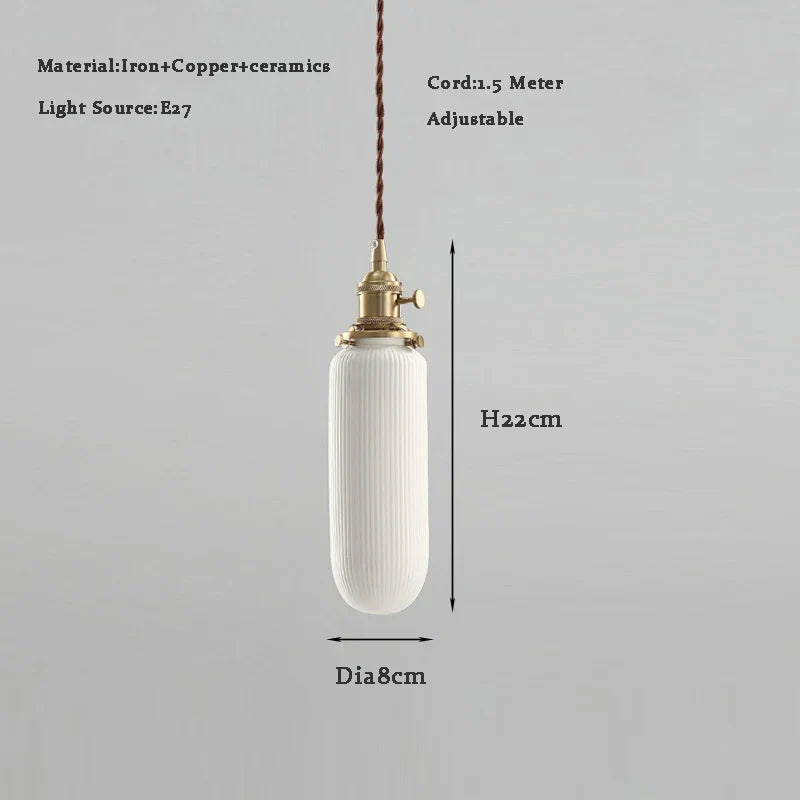 Modern Adjustable Rustic White and Brass Pendant Light (4 Styles)