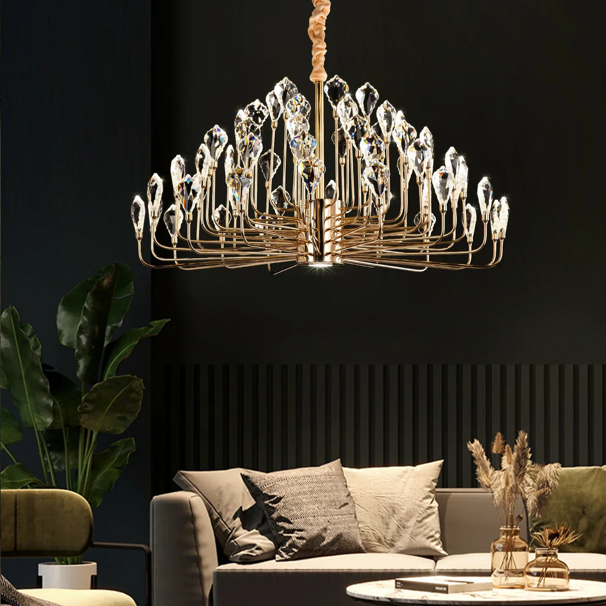 Serena Gold Crystal LED Chandelier Modern Pendant Light