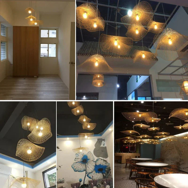 Natural Rattan Bamboo Woven Pendant (Various Styles and Sizes)