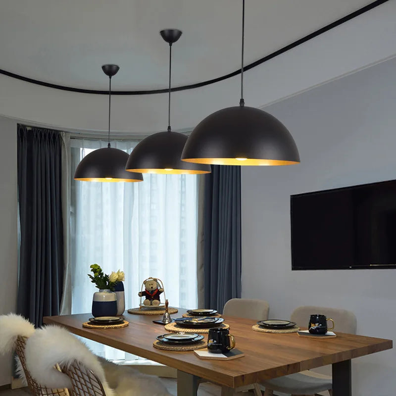 Nordic Retro Industrial Black Pendant Lamp Restaurant Bar Decor (Various Styles)