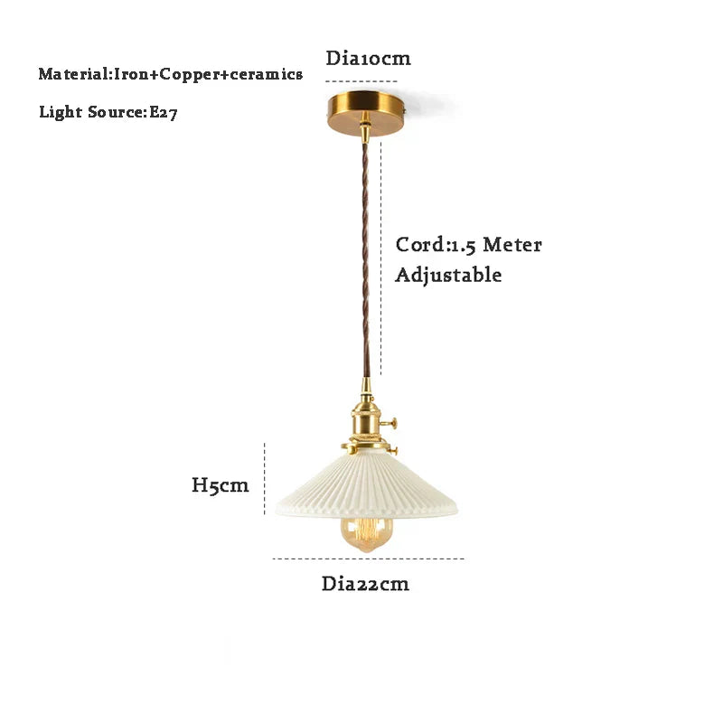 Modern Adjustable Rustic White and Brass Pendant Light (4 Styles)