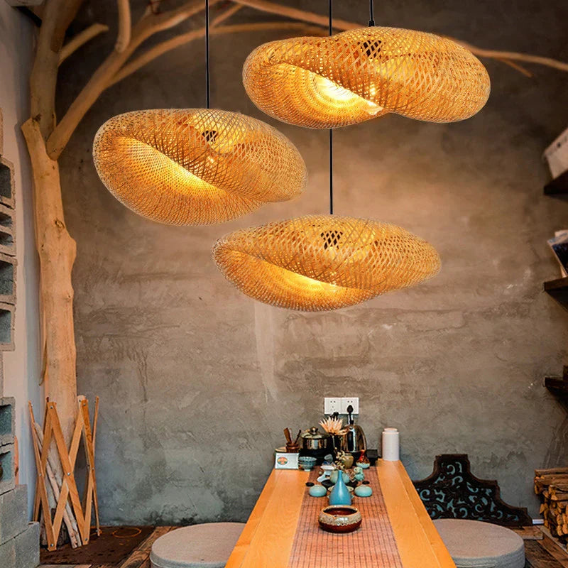 Exquisite Design Bamboo Handwoven Rattan Pendant Light (18 Styles)