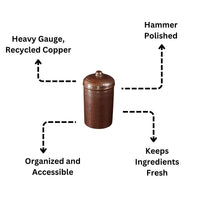 Copper Kitchen Canisters - Small Set, 3 Pieces