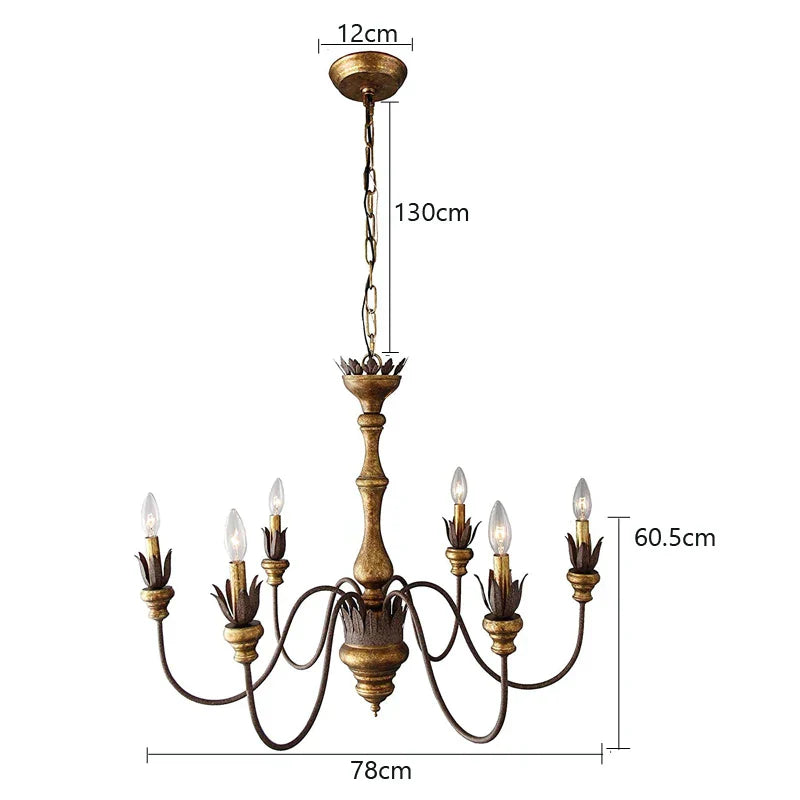Vintage Inspired 6-Head Wooden Pendant Chandelier