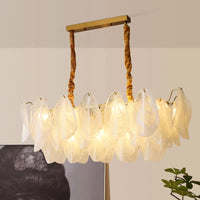 French Luxury Pendant Lamp Retro Glass Feather Design (Various Sizes)