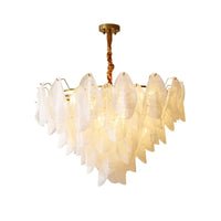 French Luxury Pendant Lamp Retro Glass Feather Design (Various Sizes)