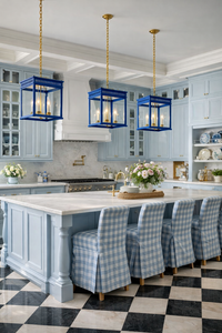 Colbalt Lantern with Gold Interior Accents