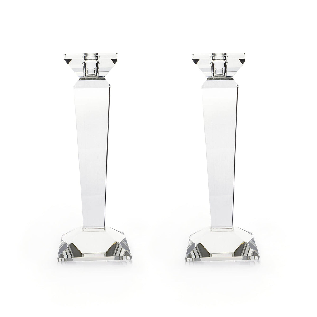 Pair of 11” Sleek Solid Crystal Candlesticks (Various Colors)