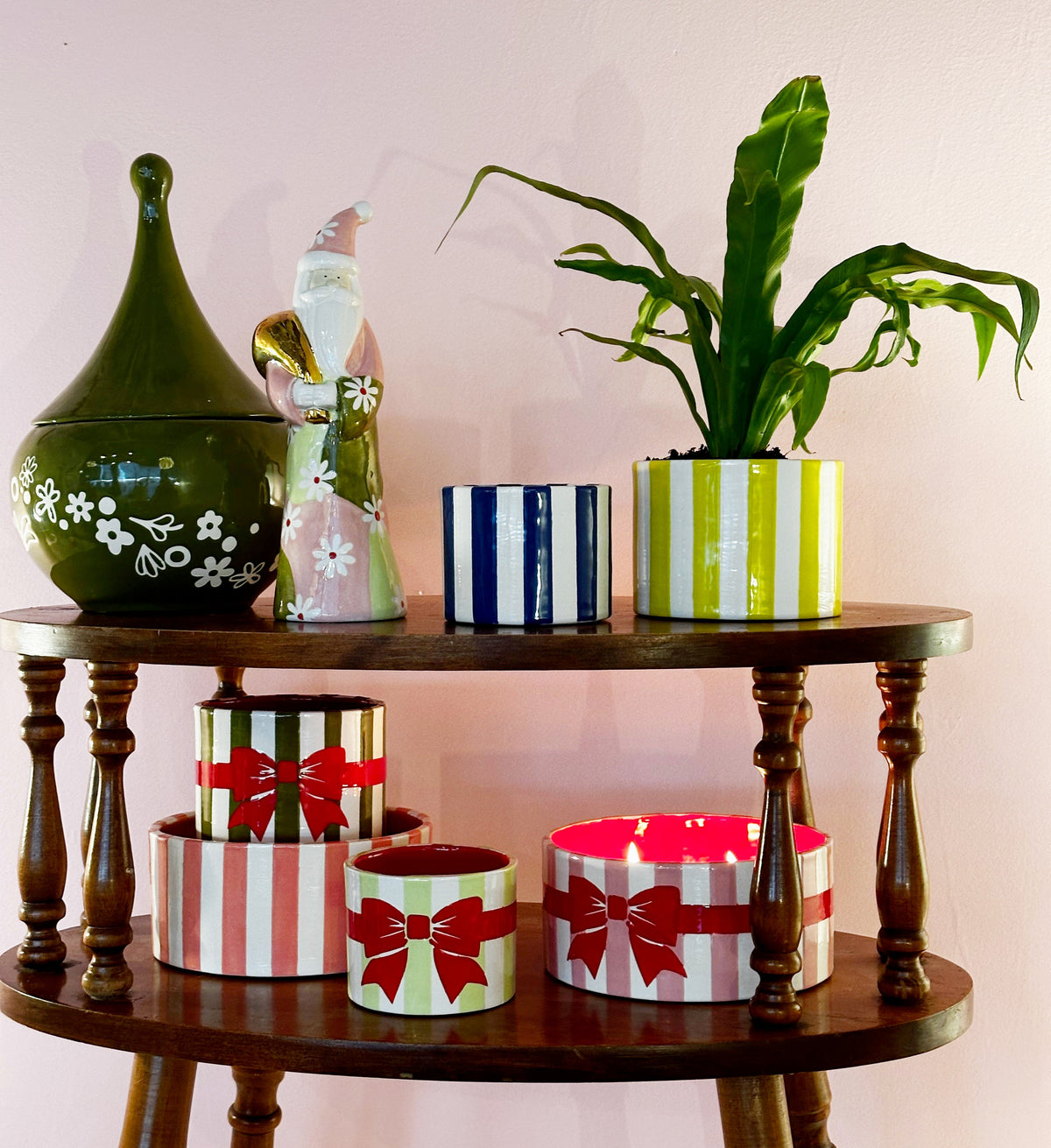 Big Top Stripes Handpoured Candle & Vase (Various Sizes & Colors)