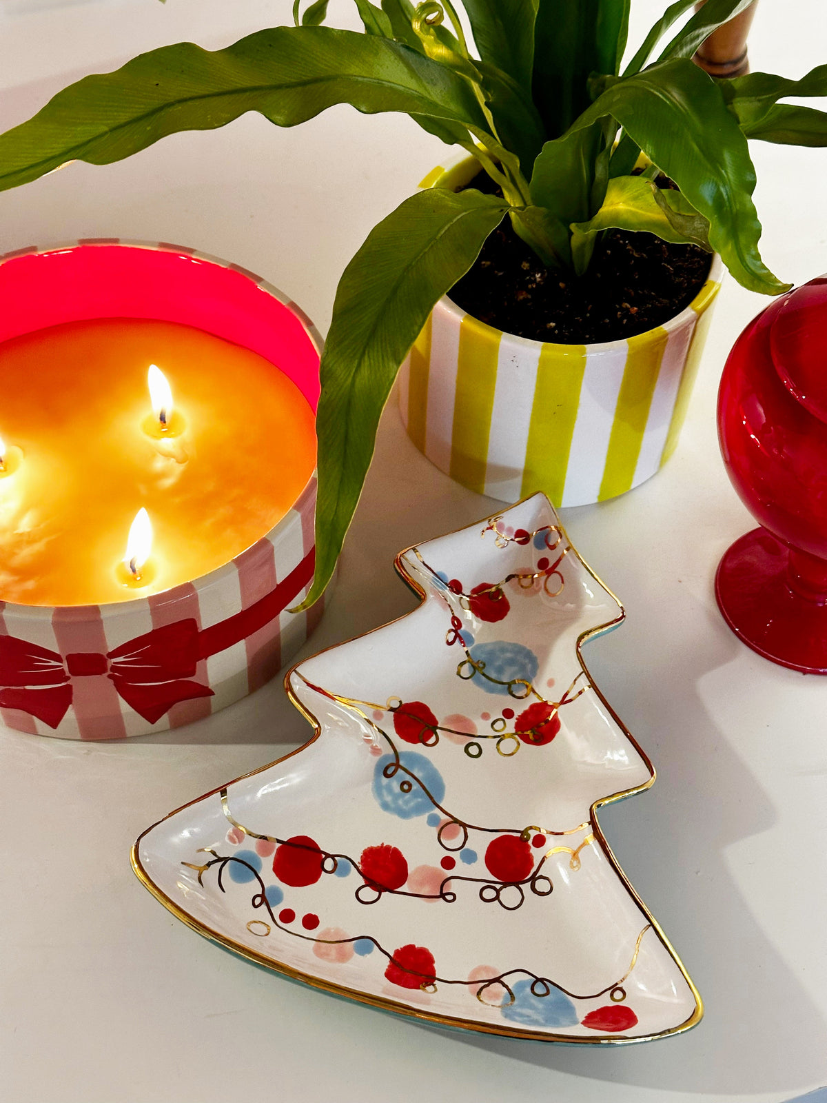 Big Top Stripes Handpoured Candle & Vase (Various Sizes & Colors)