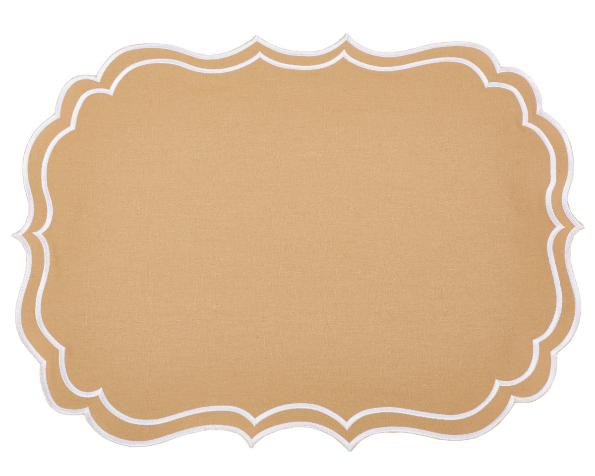 Newport Tan & White Placemat & Napkin