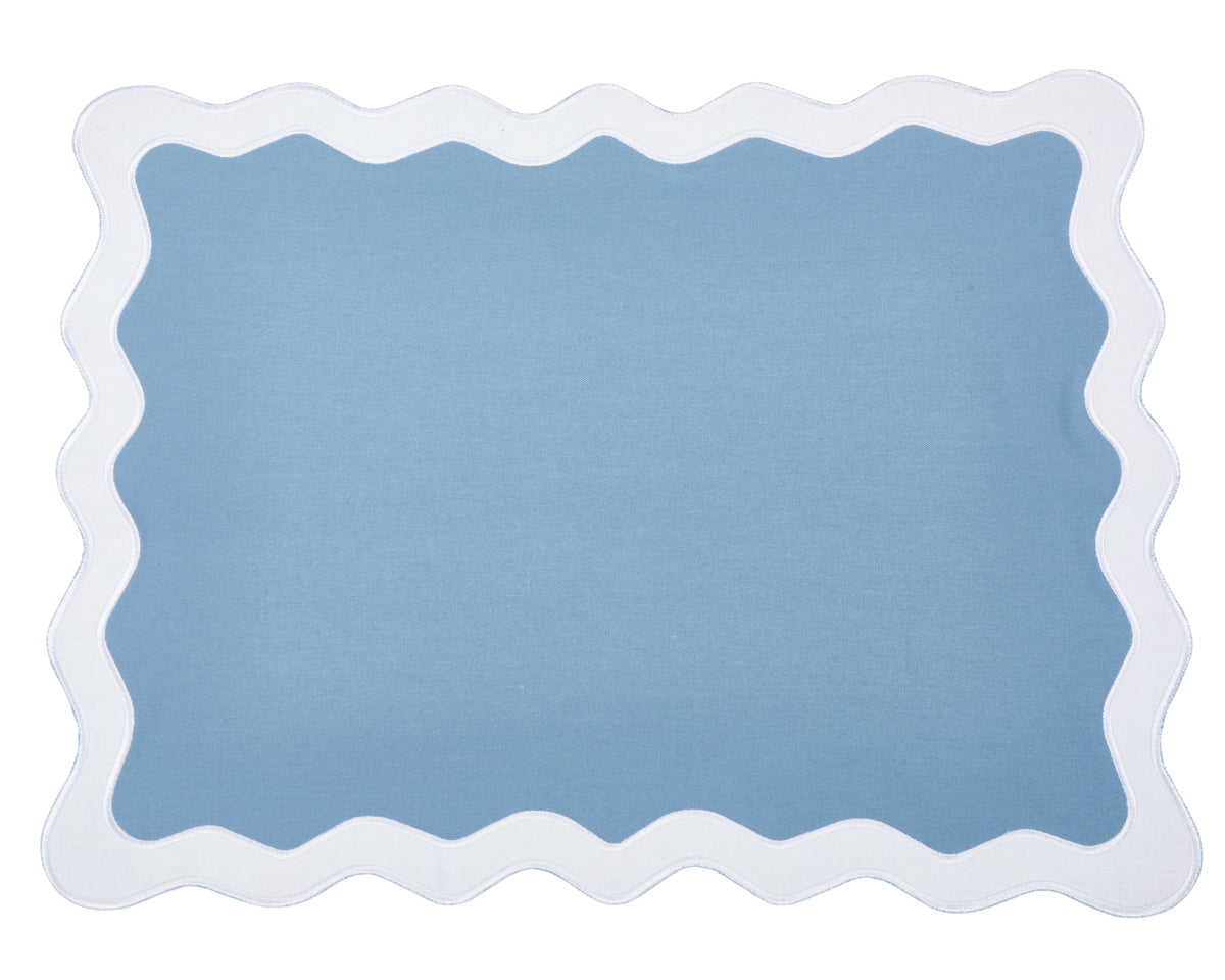 Hampton Pale Blue & White Trim Placemat & Napkin
