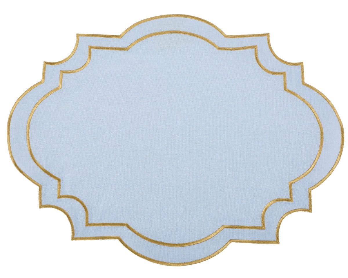 Nantucket Pale Blue & Gold Placemat & Napkin