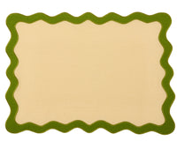 Hampton Tan & Moss Green Trim Placemat & Napkin