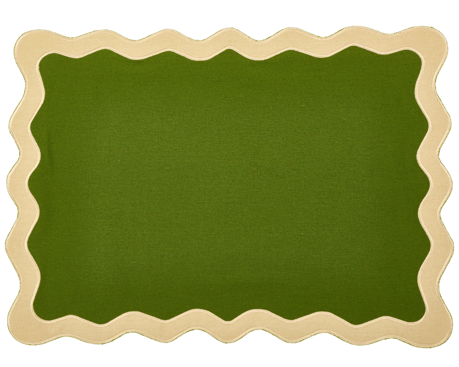 Hampton Moss Green & Tan Trim Placemat & Napkin